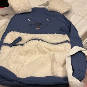 Pottery Barn Kids Blue and Cream Puppy Colby Critter Backpack